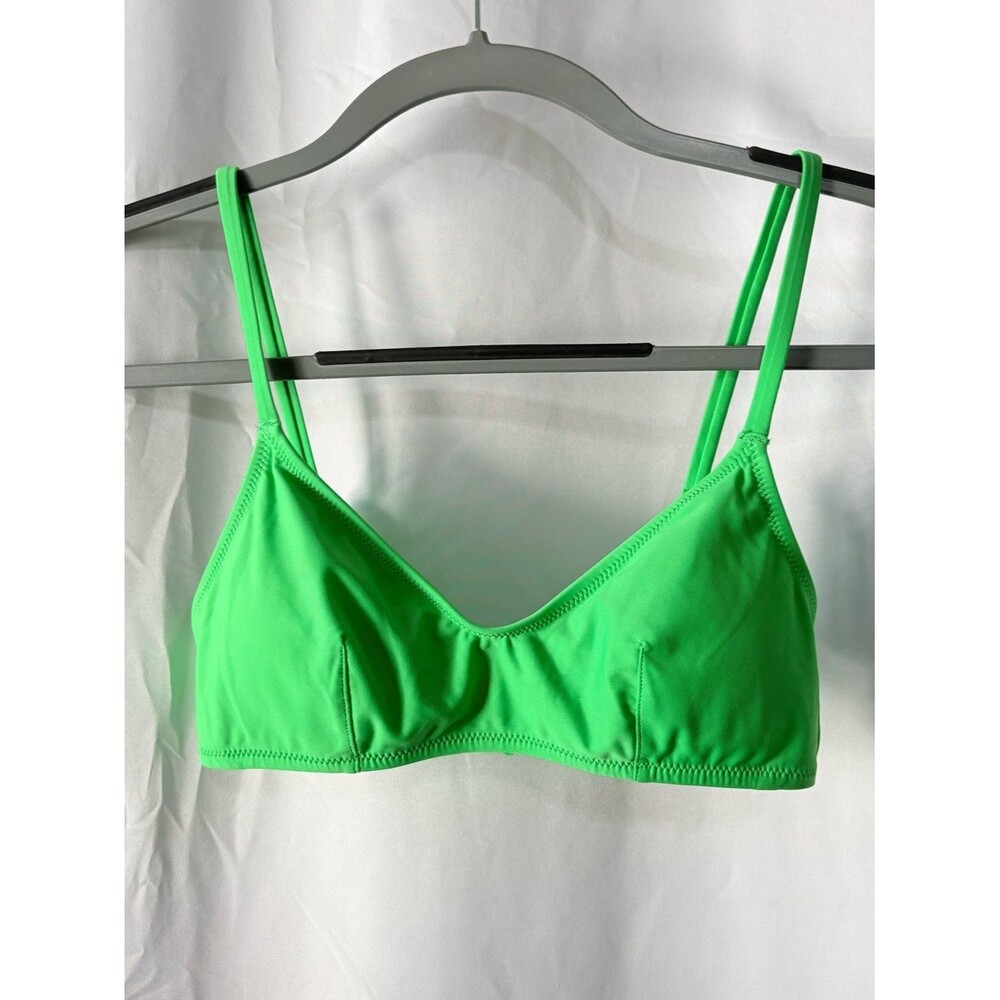 Aerie Bright Green Scoop Bikini Top size Small